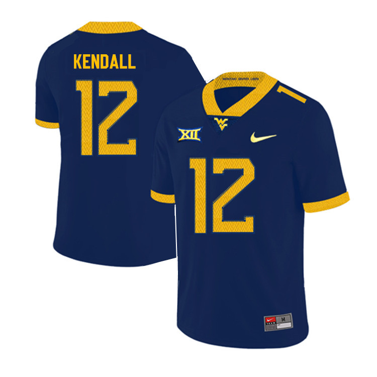 2019 Men #12 Austin Kendall West Virginia Mountaineers College Football Jerseys Sale-Navy